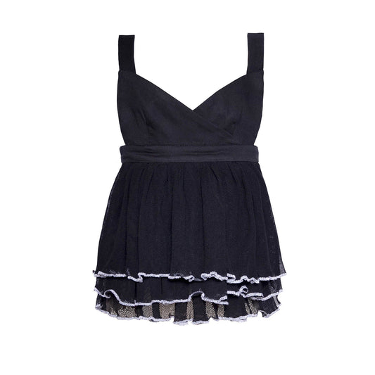 Black Ruffle Top
