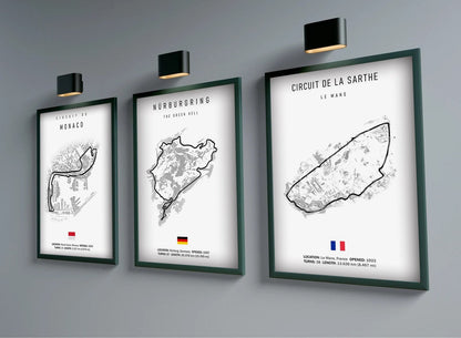 Poster Formel 1 Kalender 2026 Strecken Großer Preis von Monaco Spa Francorchamps Deko Print ohne Rahmen