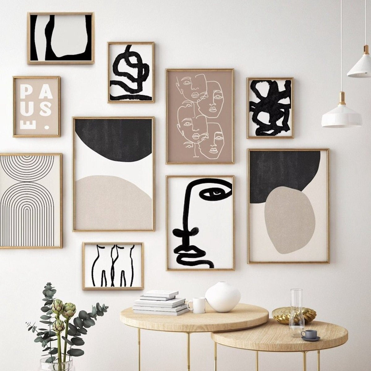 Poster Gesichter Linien und abstrakte Formen als Deko Print ohne Rahmen